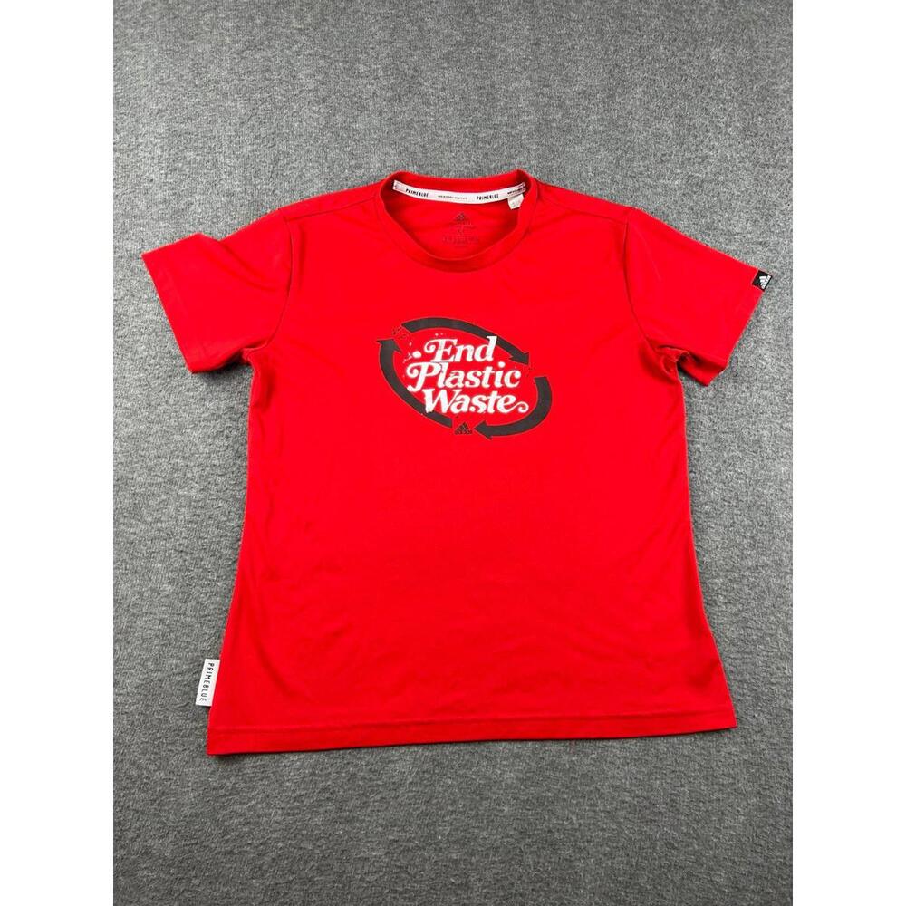 Adidas Primeblue Red T-Shirt End Plastic Waste Size Medium